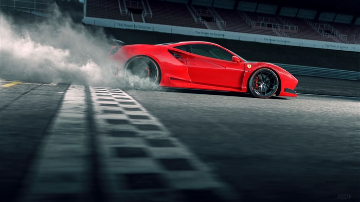Red Ferrari 488 GTB Drifting on Track 4K