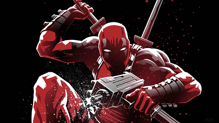 Deadpool with swords and gun