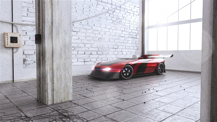 Red BMW Concept Car in Garage 4K