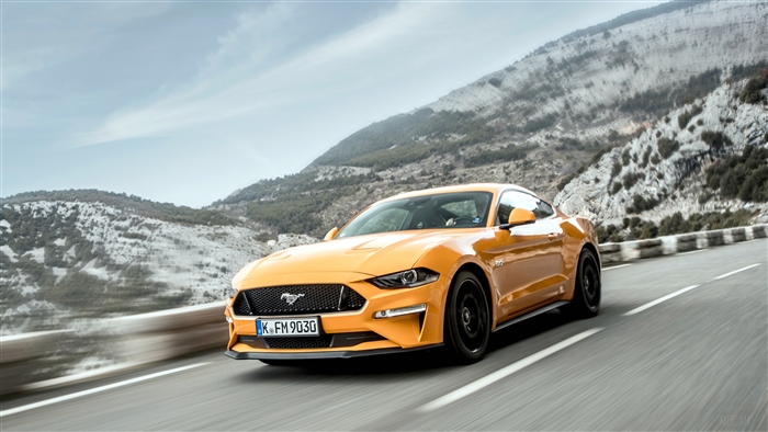 Orange Ford Mustang GT Fastback 4K