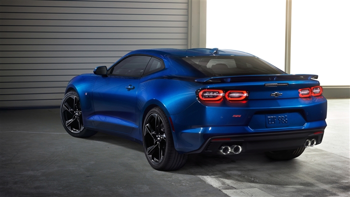 Blue Chevrolet Camaro SS 2018 Rear 4K