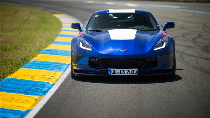 Blue Chevrolet Corvette Grand Sport on Race Track 4K