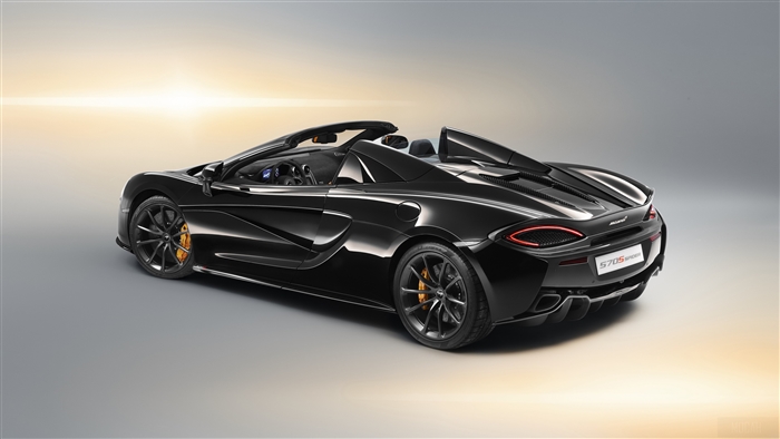 Black McLaren 570S Spider 2018 Rear 4K