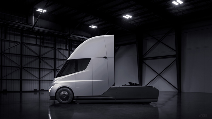 Tesla Semi Truck in a warehouse 4K