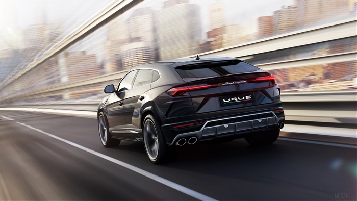 Black Lamborghini Urus Rear Side 4K