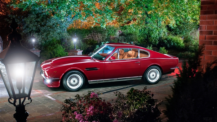 Red Aston Martin Retro Car 4K
