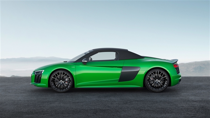 Green 2017 Audi R8 Spyder V10 Plus 4K