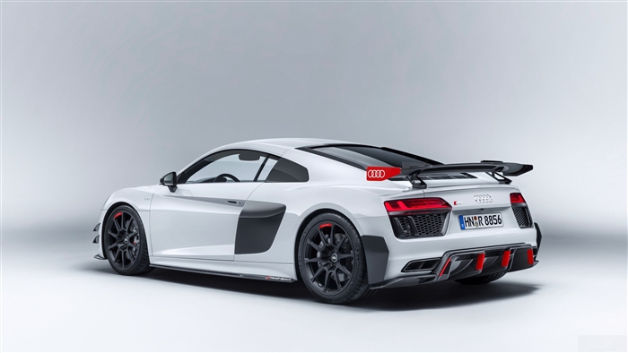 White Audi R8 with Performance Parts Rear 4K