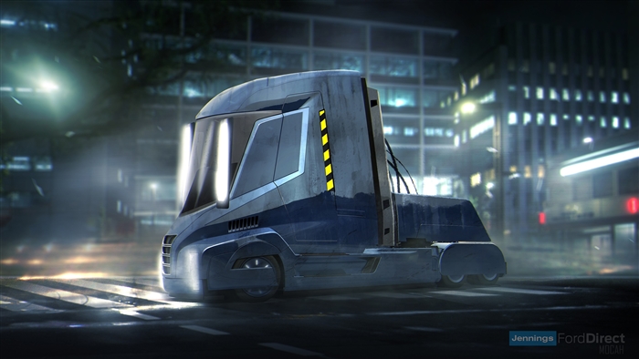 Futuristic Truck in a City at Night 4K