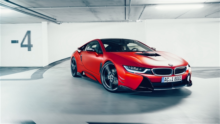 Red BMW i8 AC Schnitzer ACS8 in parking garage