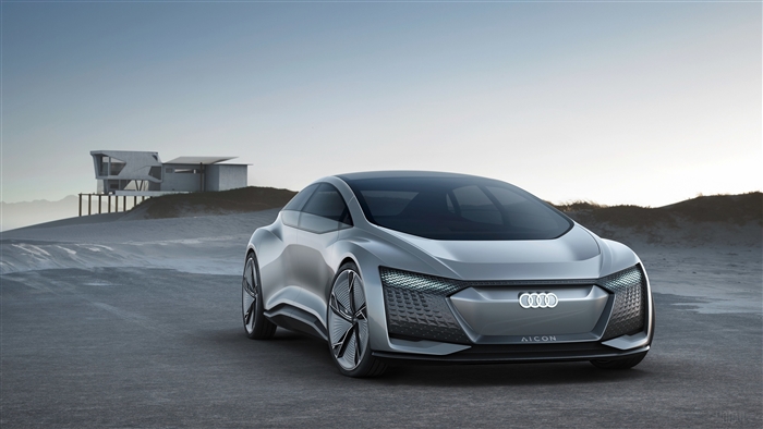 Audi Aicon concept car on a beach