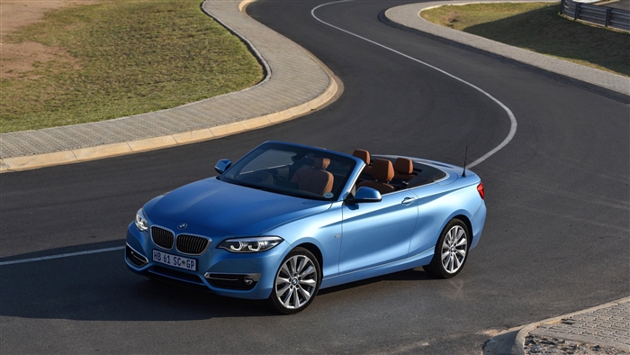 Blue BMW 220i Cabrio Luxury Line 2017 4k