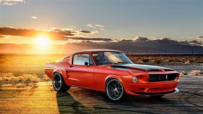 Orange Ford Mustang Muscle Car 4K