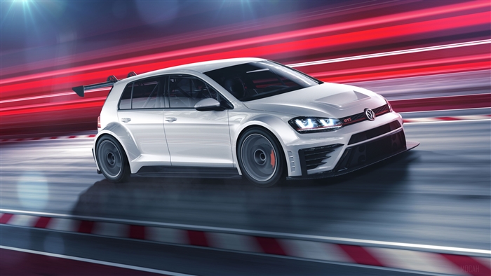 White Volkswagen Golf GTI Concept Car 4K