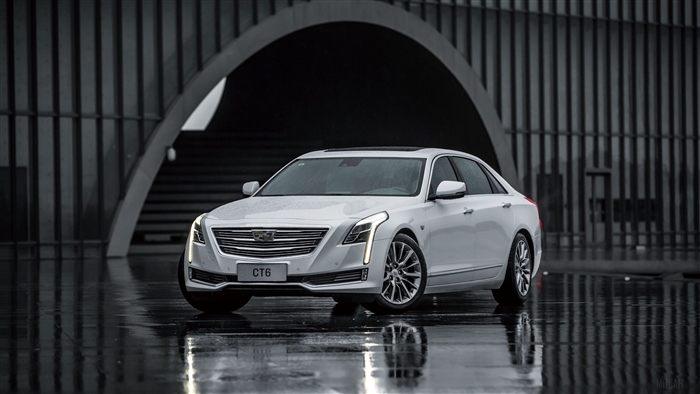 White Cadillac CT6 Sedan 2016 4K