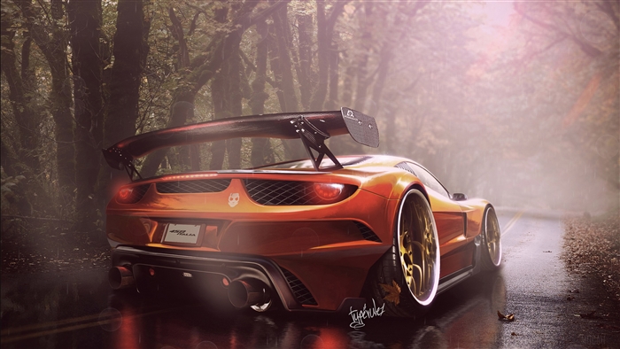 Orange Ferrari 458 Italia with Spoiler 4K