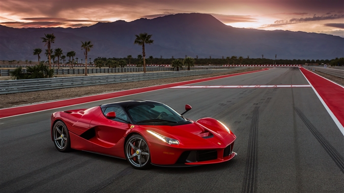 Red Ferrari LaFerrari on a Race Track