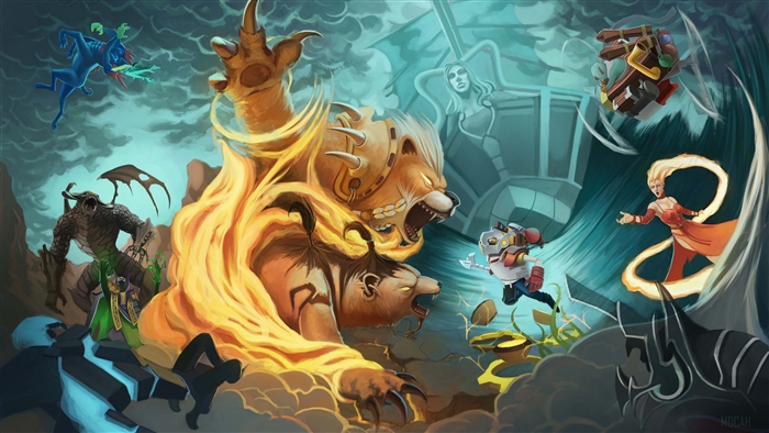 Dota 2 Heroes in a Fiery Battle
