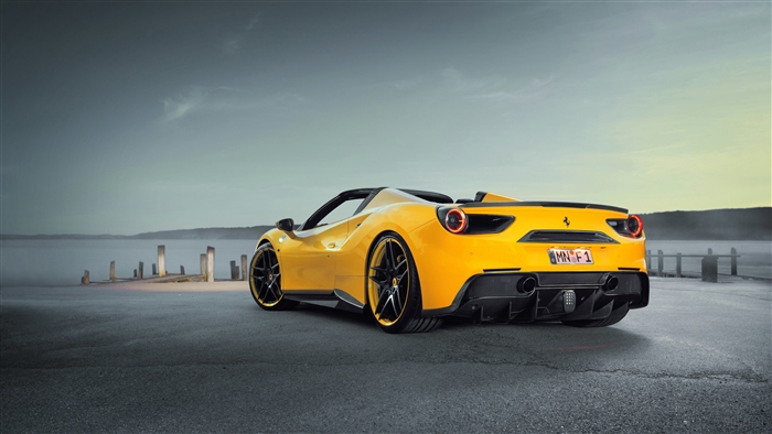 Yellow Ferrari 488 Spider Convertible 4K