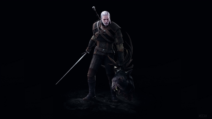 Geralt from The Witcher 3 Wild Hunt holding a monster head
