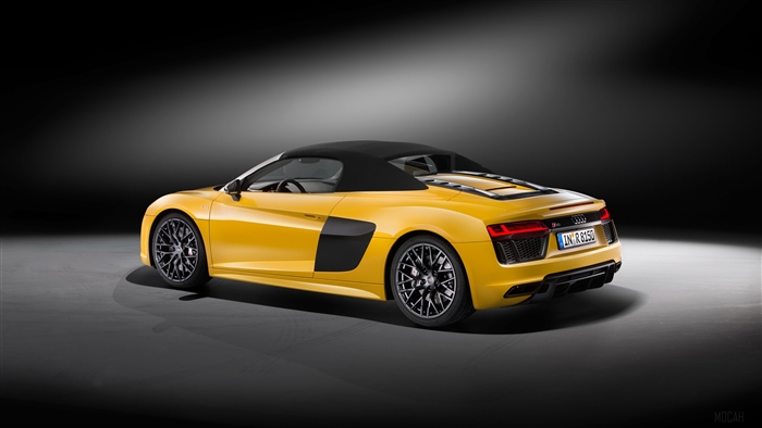 Yellow 2017 Audi R8 V10 Spyder 4K