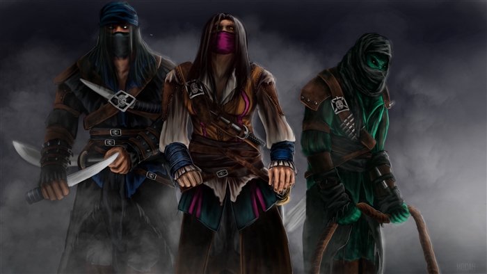 Three assassins from Mortal Kombat 4K