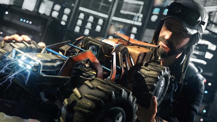 T-Bone Grady from Watch Dogs holding a modified vehicle