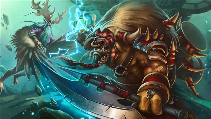 Malfurion from Heroes of the Storm fighting a tauren