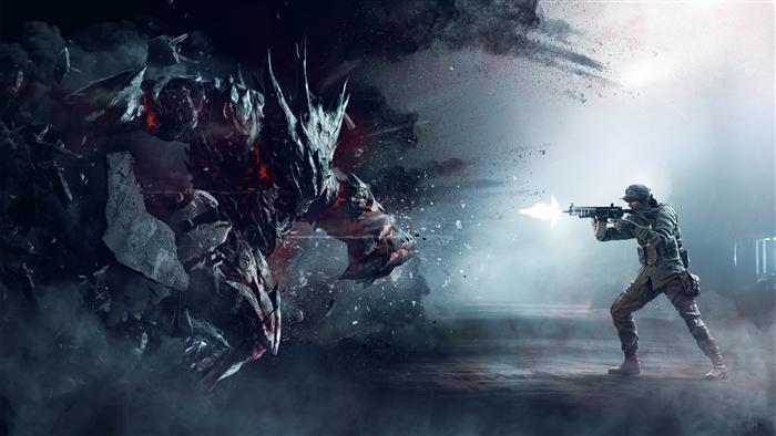 Soldier fighting a monster in Tom Clancy's Rainbow Six Siege Outbreak 4K