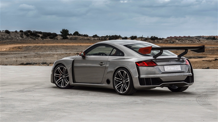 Gray Audi TT with large rear spoiler 4K