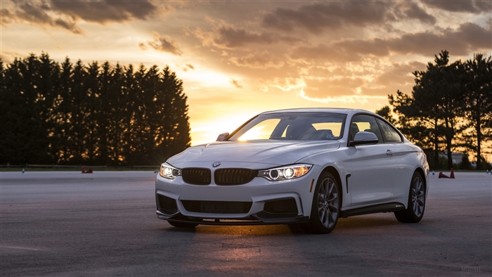 White BMW 435i Coupe at Sunset