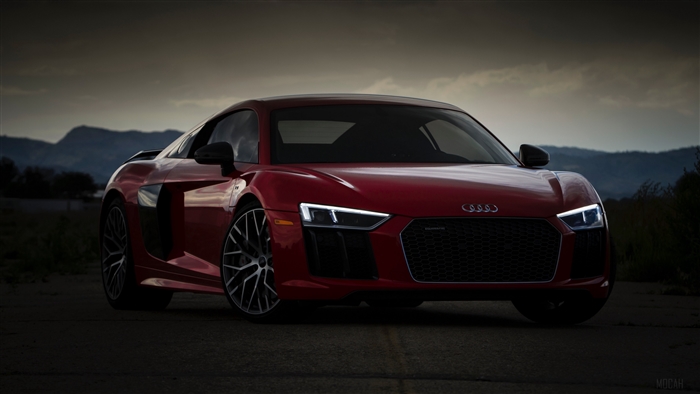 Red Audi R8 sports car side view 4K