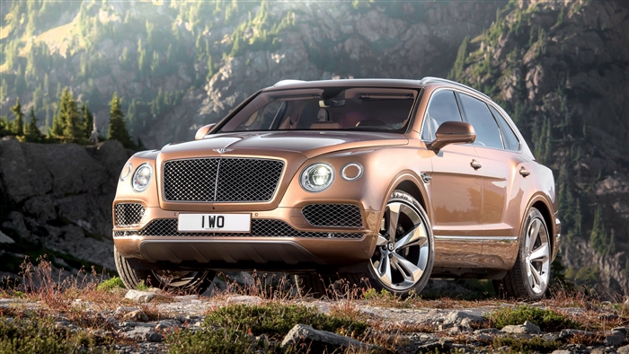 Brown Bentley Bentayga SUV in mountains 4K