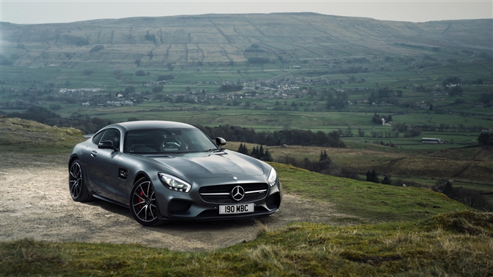 Gray Mercedes-AMG GT S on a hill