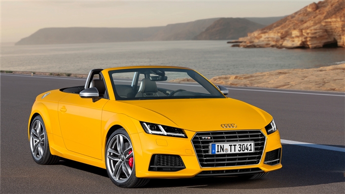 Yellow Audi TTS Roadster 2014 4K