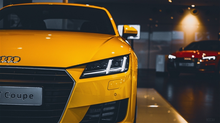 Yellow Audi TT Coupe front view 4K