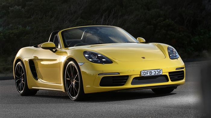 Yellow Porsche 718 Boxster Convertible 4K