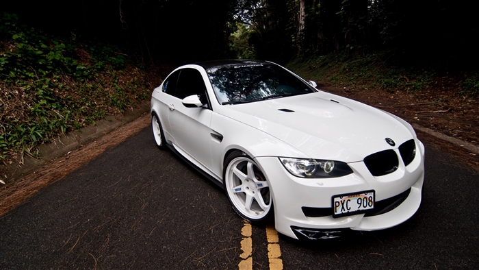 White BMW M3 E92 Coupe on a Road