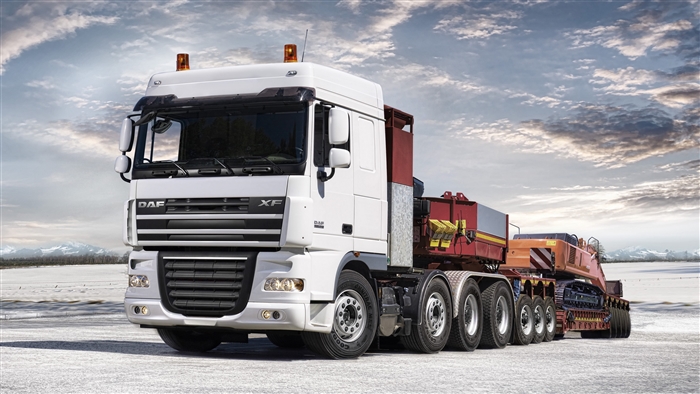 DAF XF105 Truck with Excavator on Trailer 4K
