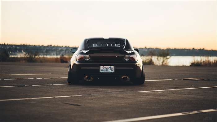Black Honda S2000 rear view 4K