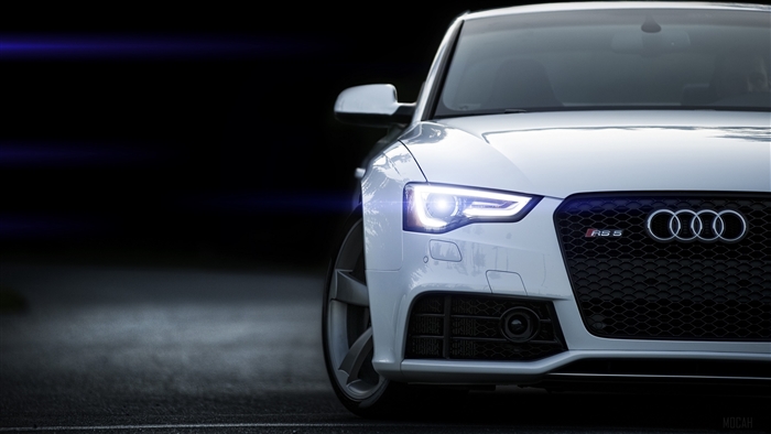White Audi RS5 front view 4K