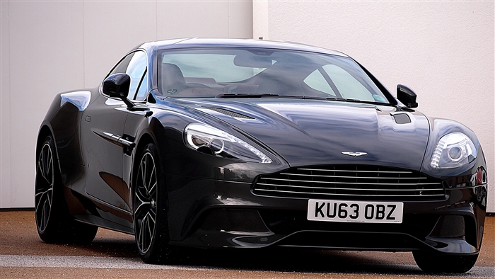 Black Aston Martin Vanquish front view 4K