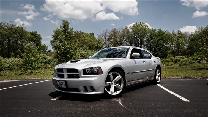 Silver Dodge Charger SRT8 with functional hood
