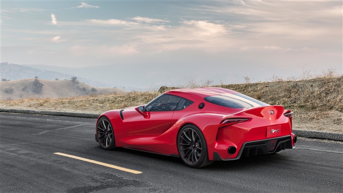 Red Toyota FT-1 concept car on a road