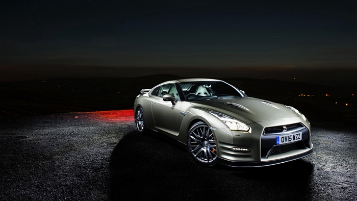 Nissan GT-R parked at night