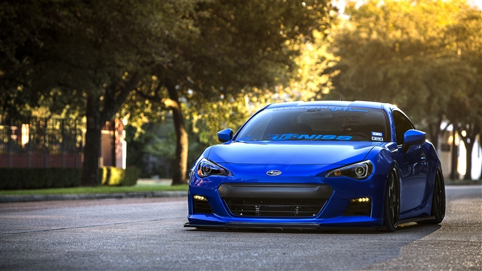Blue Subaru BRZ sports car 4K