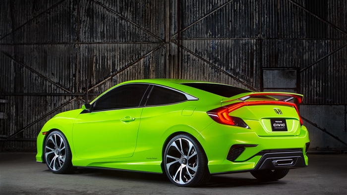 Green Honda Civic Concept car 4K