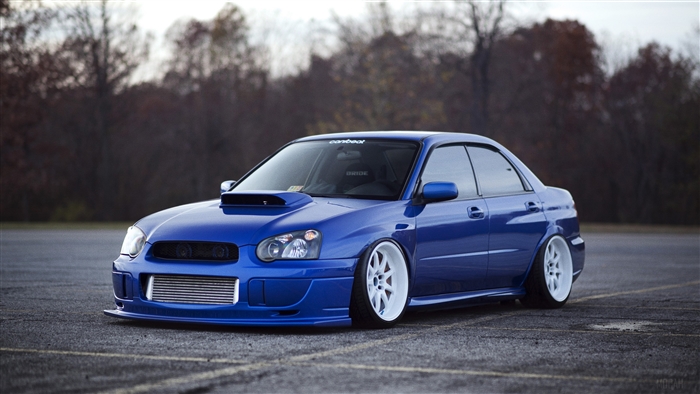Blue Subaru Impreza WRX STI Tuning 4K