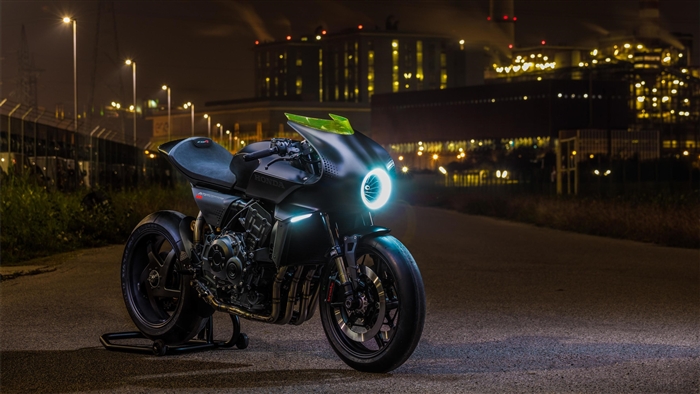 Honda CB4 Interceptor motorcycle at night