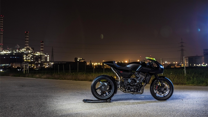 Honda CB4 Interceptor motorcycle at night